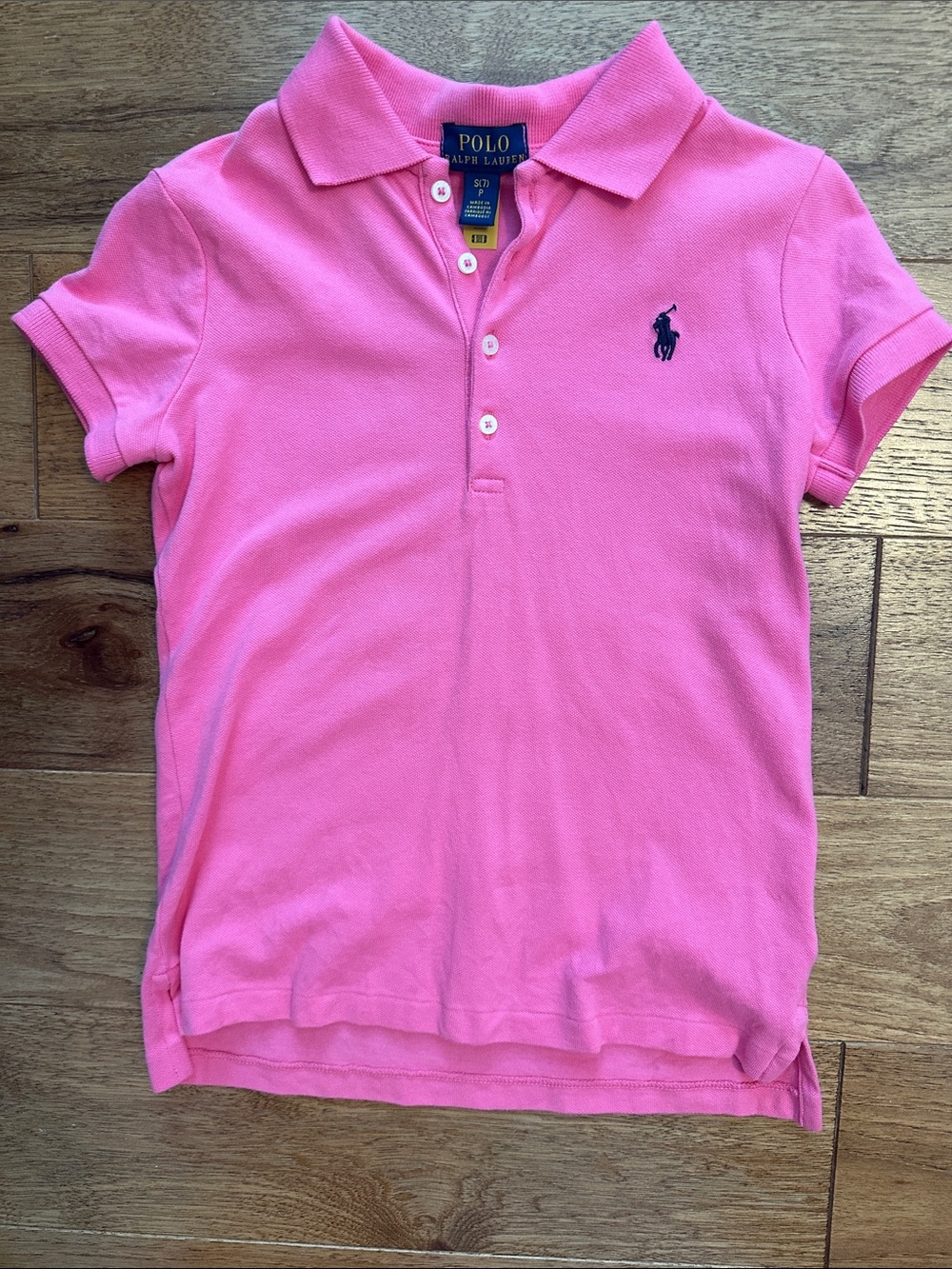 Ralph Lauren Bright Pink Girls' Polo with Navy Pony
